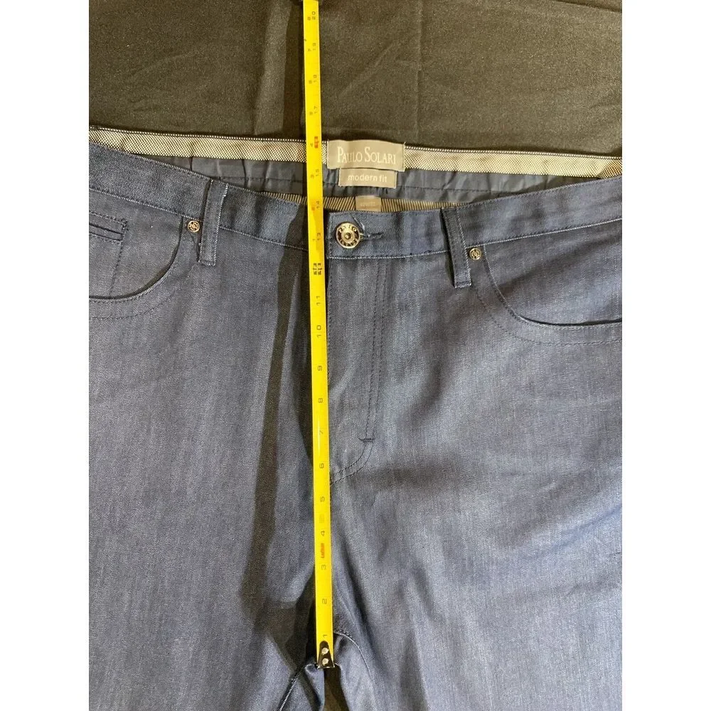 Paulo Solari Jeans Mens 42x32 Blue Denim Straight Leg Modern Fit‎